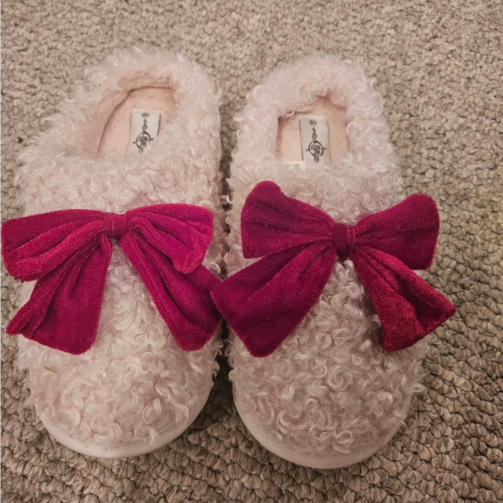 Cozy Slippers with Pink Bows